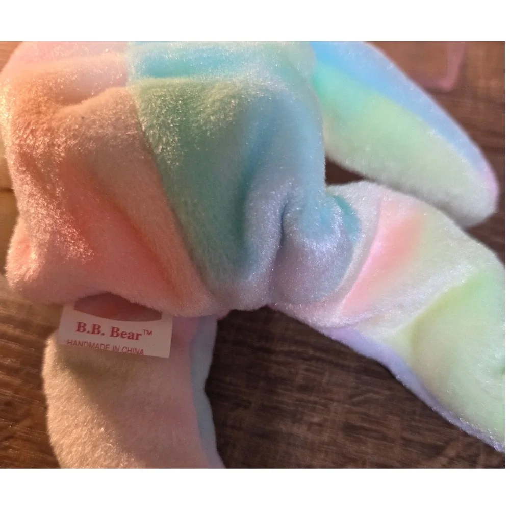 Ty Beanie Baby B.B. Bear Pastel Tie Dye Birthday Plush with Tags